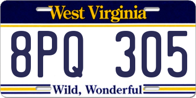 WV license plate 8PQ305