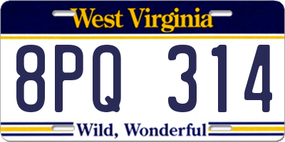 WV license plate 8PQ314