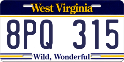 WV license plate 8PQ315