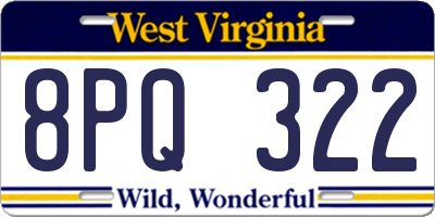 WV license plate 8PQ322