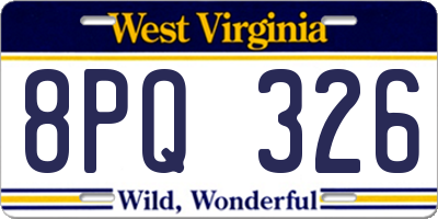 WV license plate 8PQ326