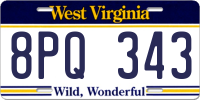 WV license plate 8PQ343