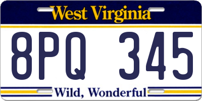 WV license plate 8PQ345