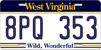 WV license plate 8PQ353