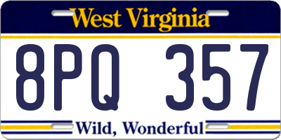 WV license plate 8PQ357