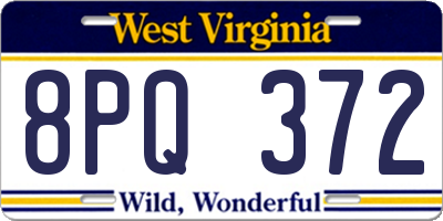 WV license plate 8PQ372