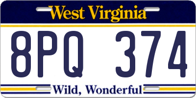WV license plate 8PQ374