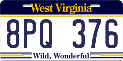 WV license plate 8PQ376