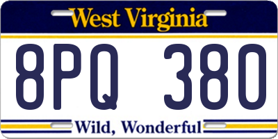 WV license plate 8PQ380
