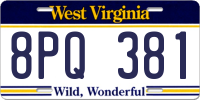 WV license plate 8PQ381