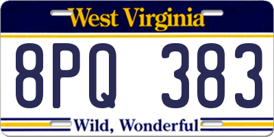 WV license plate 8PQ383