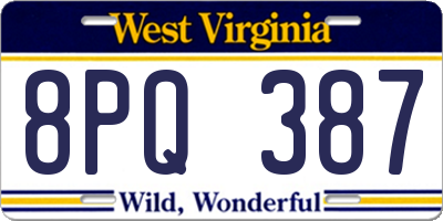 WV license plate 8PQ387