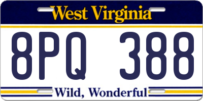 WV license plate 8PQ388