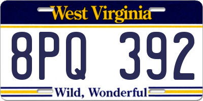 WV license plate 8PQ392