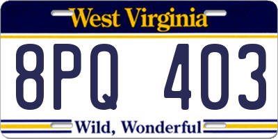 WV license plate 8PQ403