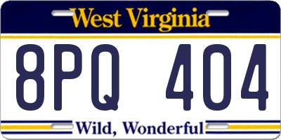 WV license plate 8PQ404