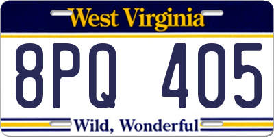 WV license plate 8PQ405