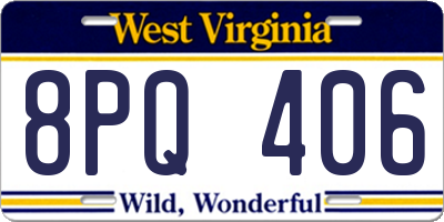 WV license plate 8PQ406