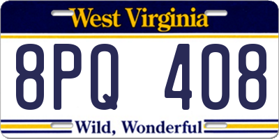 WV license plate 8PQ408