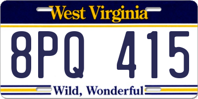 WV license plate 8PQ415