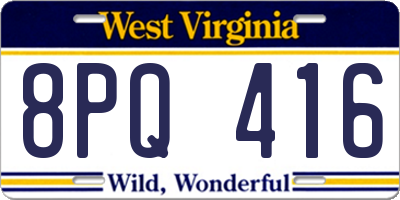 WV license plate 8PQ416
