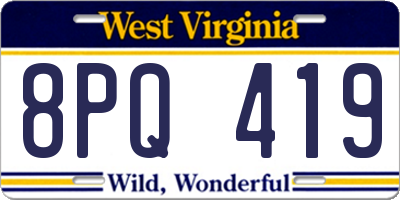 WV license plate 8PQ419