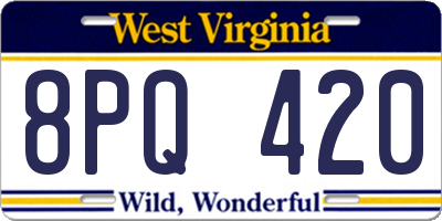 WV license plate 8PQ420