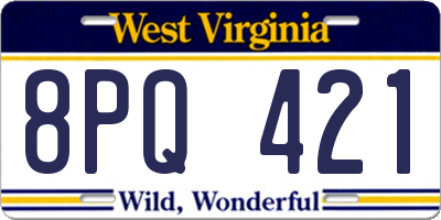 WV license plate 8PQ421