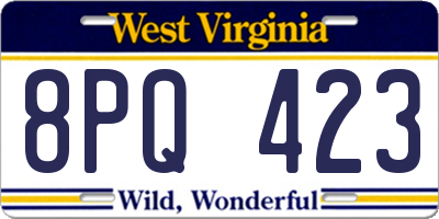 WV license plate 8PQ423