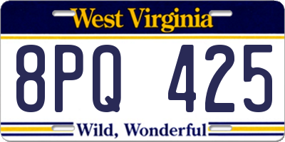 WV license plate 8PQ425