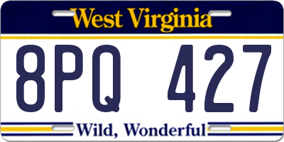 WV license plate 8PQ427