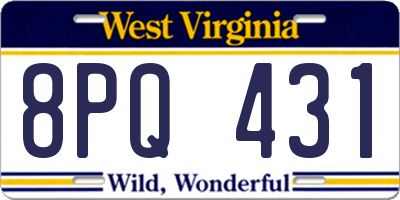 WV license plate 8PQ431