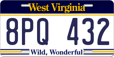 WV license plate 8PQ432