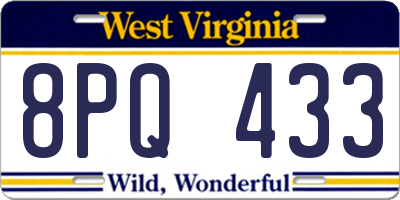 WV license plate 8PQ433