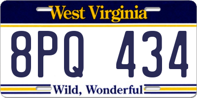 WV license plate 8PQ434