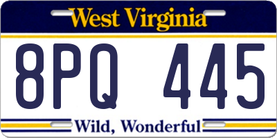 WV license plate 8PQ445