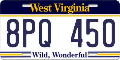 WV license plate 8PQ450