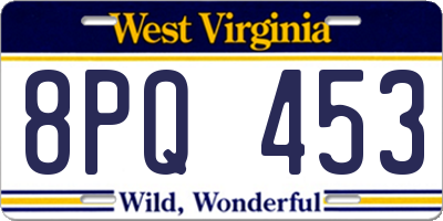 WV license plate 8PQ453