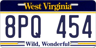 WV license plate 8PQ454