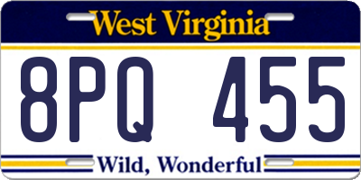 WV license plate 8PQ455