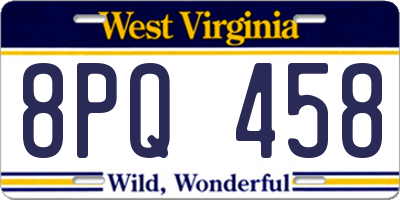 WV license plate 8PQ458