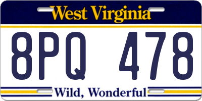 WV license plate 8PQ478