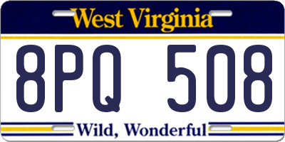 WV license plate 8PQ508