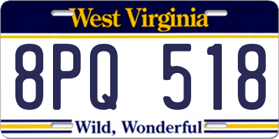 WV license plate 8PQ518