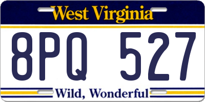 WV license plate 8PQ527