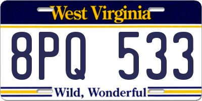 WV license plate 8PQ533
