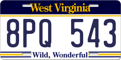 WV license plate 8PQ543