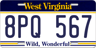 WV license plate 8PQ567