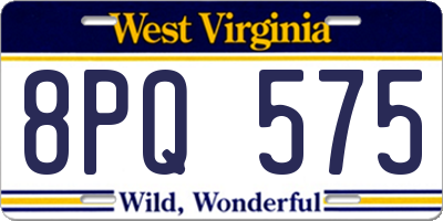 WV license plate 8PQ575