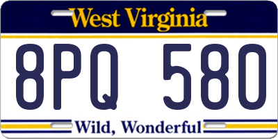 WV license plate 8PQ580